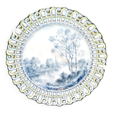 Painted collector's plate with openwork edge epinal by henri schmitt 1900