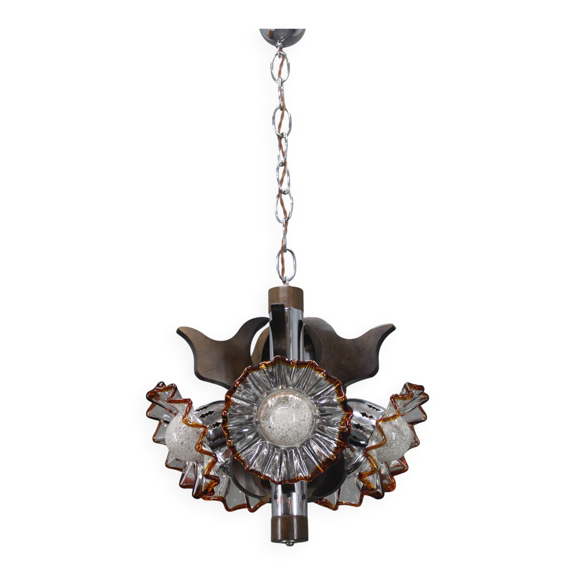 1970s Chandelier with Murano Glass Shades,Italy