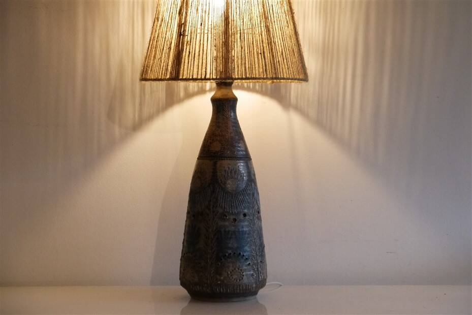 Large stoneware lamp by Jc Courjault for Keraluc