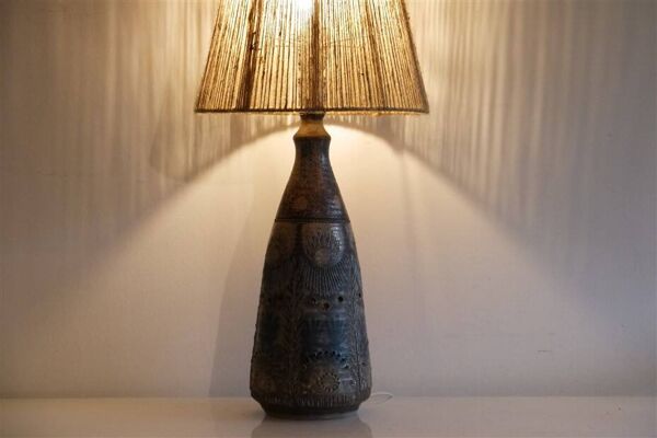 Grande lampe en grés de Jc Courjault pour Keraluc