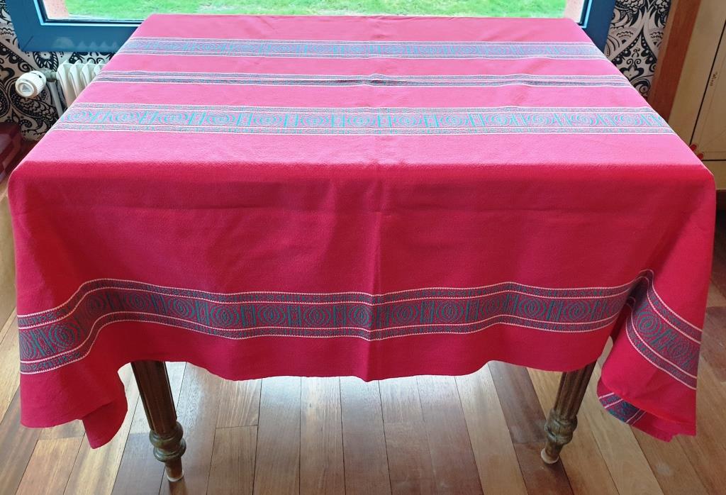 Vintage Basque tablecloth vermilion 170X140 and 5 towels