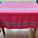 Vintage Basque tablecloth vermilion 170X140 and 5 towels