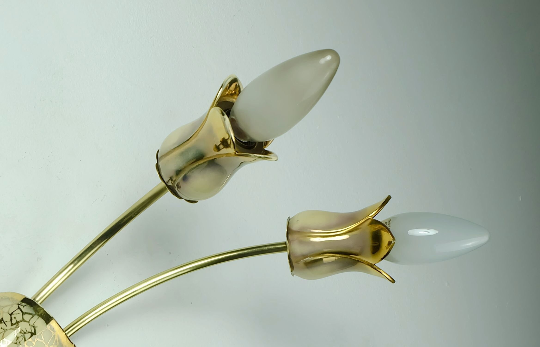 Mid century 2-light ceramic and brass sconce 1950s