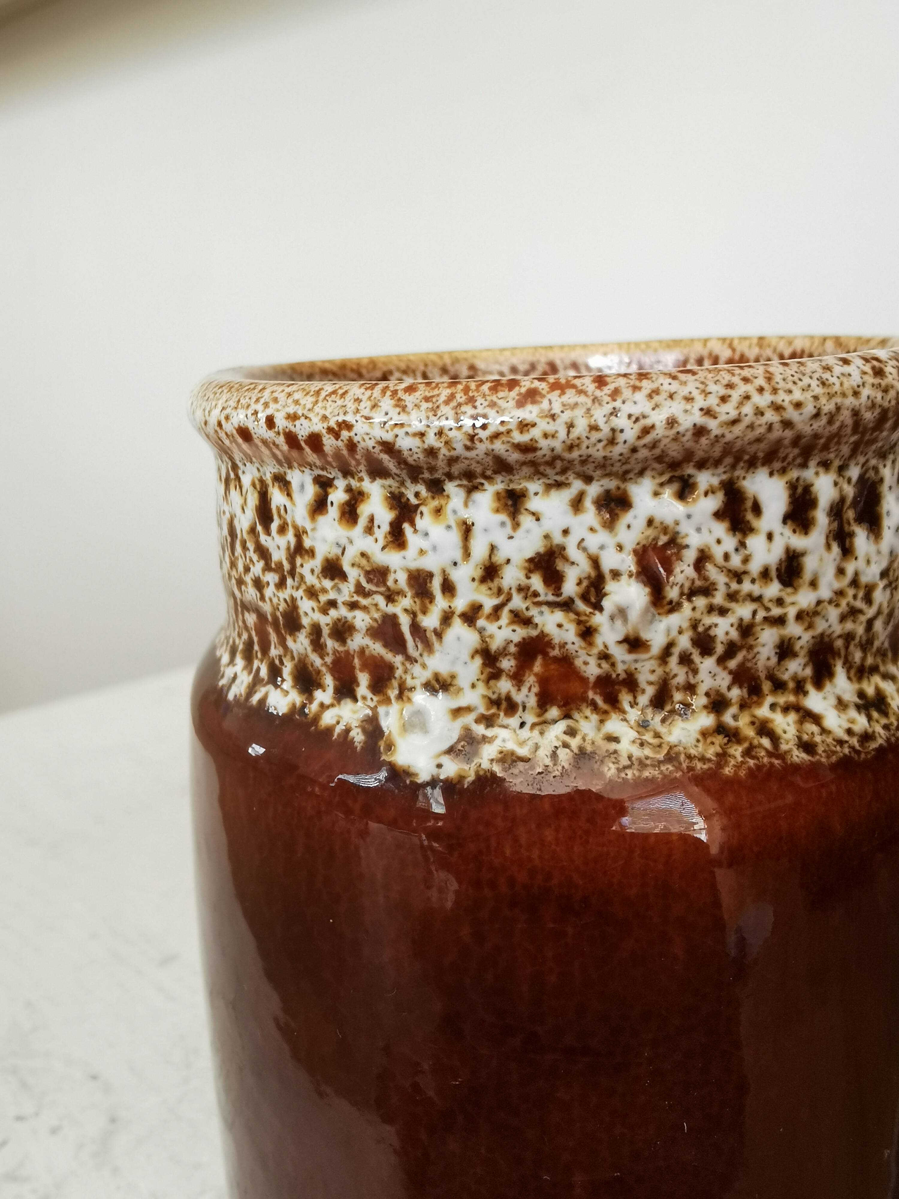 Vintage KIL Yugoslavia Ceramic Vase: Speckled Brown Glaze, 1970s Rustic Pot