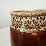Vintage KIL Yugoslavia Ceramic Vase: Speckled Brown Glaze, 1970s Rustic Pot