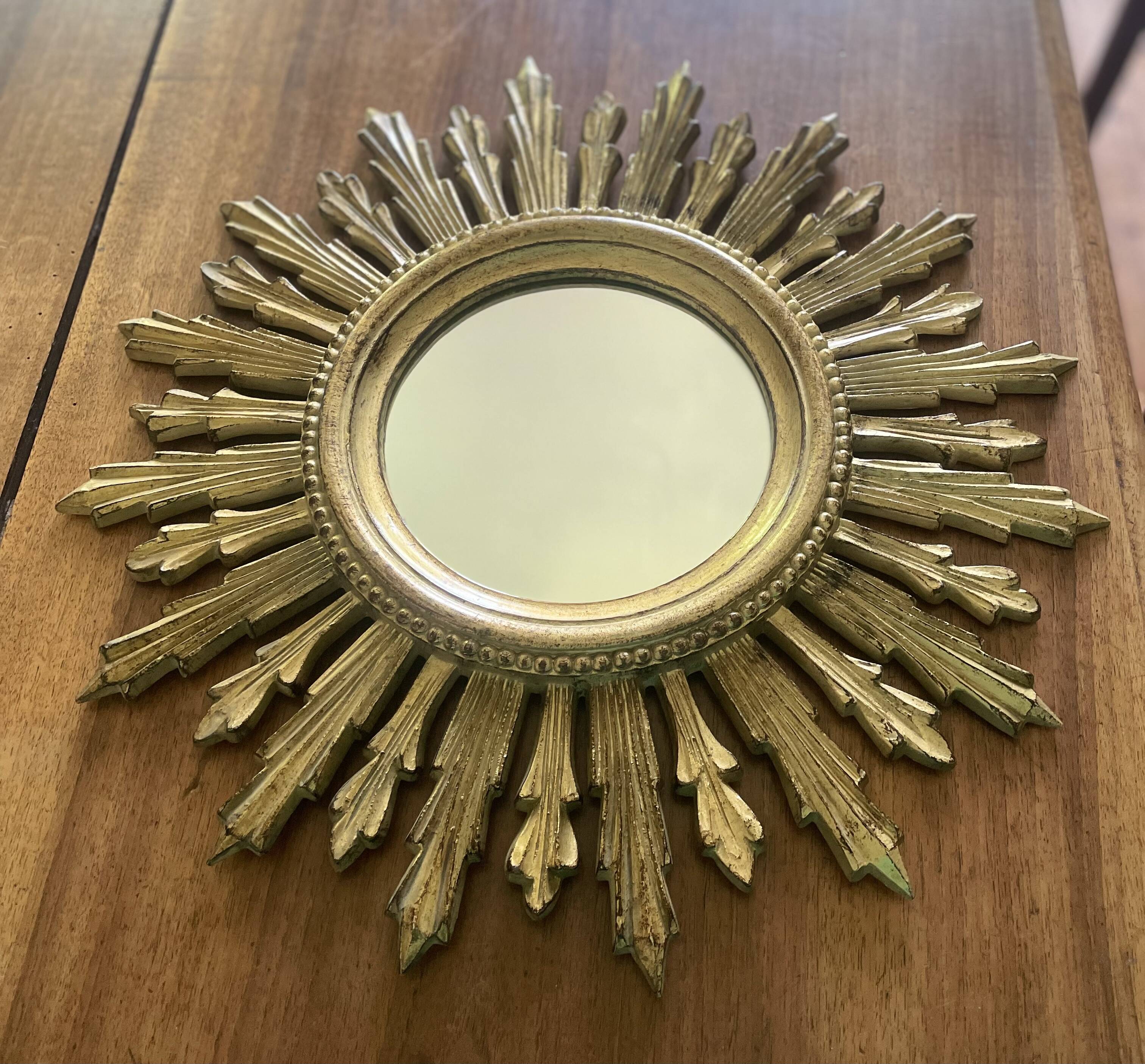 70'S golden resin sun mirror