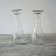 2 Antique Engraved Glass Wine Decanters with Grape Decor