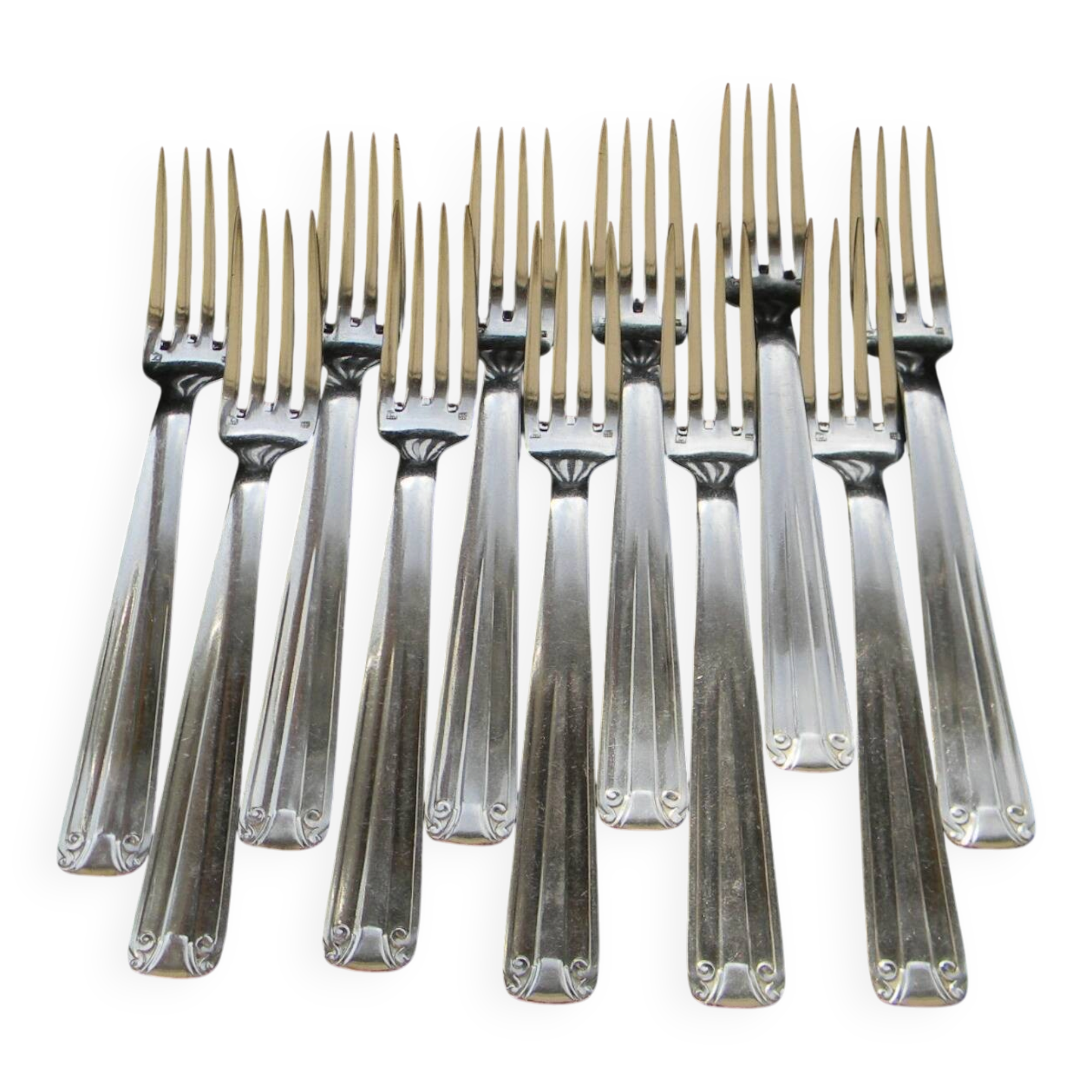 11 silver-plated metal forks Art Deco DIXI.