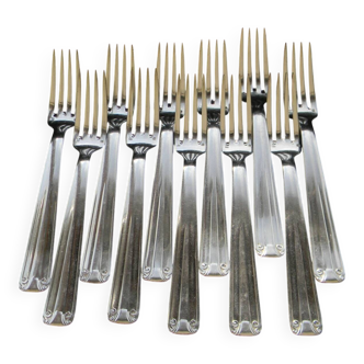 11 silver-plated metal forks Art Deco DIXI.