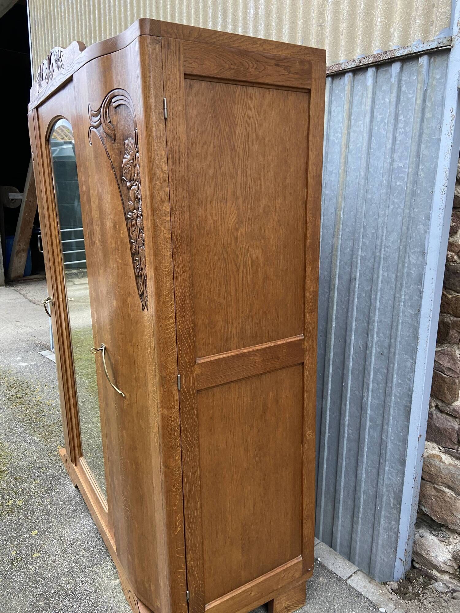 Mid-century vintage Scandinavian 1950s Parisian Art Deco wooden wardrobe