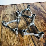Chrome metal candle holders. Set of 3.