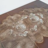 Vintage rectangular coffee table from the 60s 70s in ceramic, black metal and chrome metal