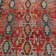 Tapis Kilim Vintage Rouge Motifs Géométriques Ethniques, 195x355 Cm