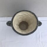 Vintage vase with grey & white skimmer ceramic handles