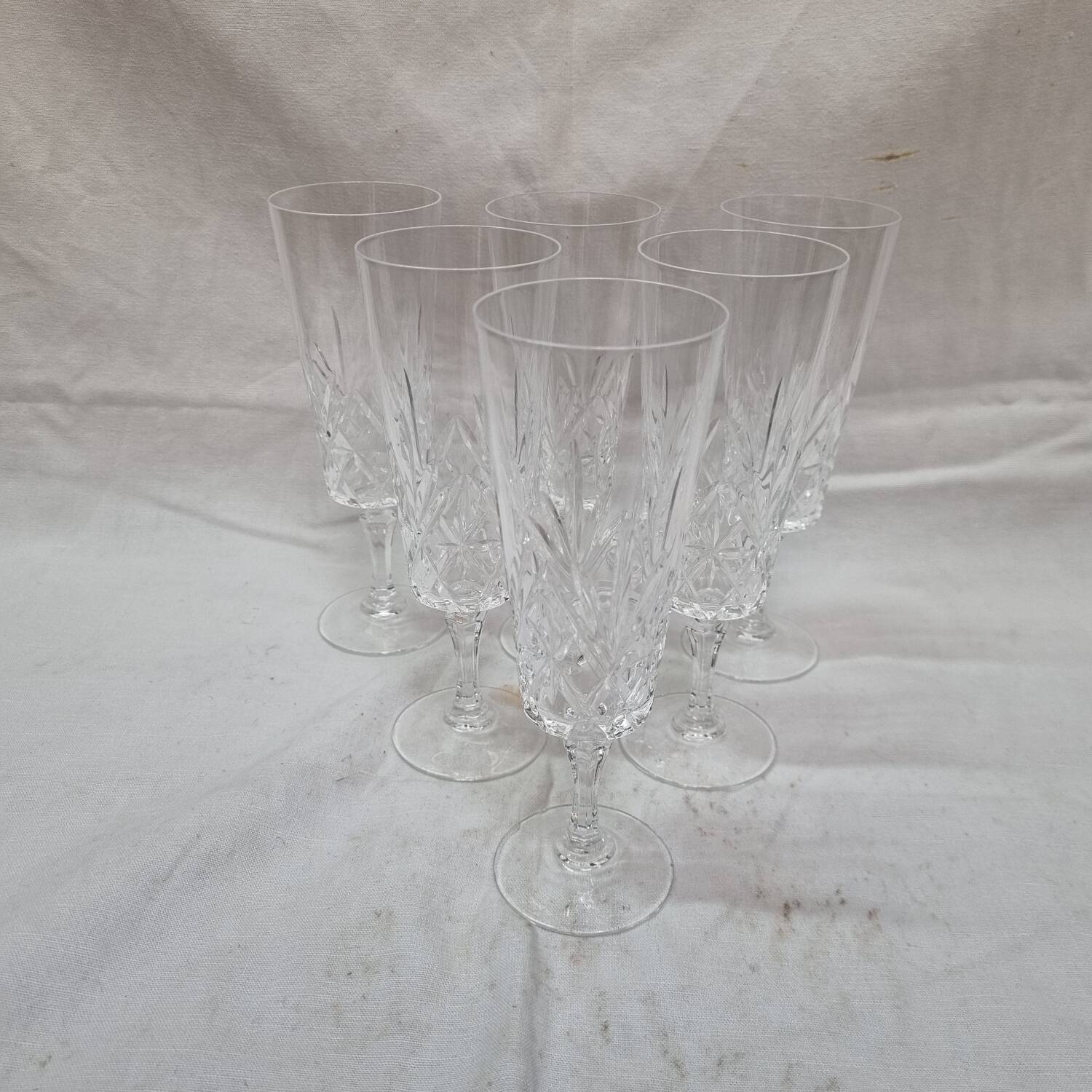 9 flûtes à champagne cristal de 1980