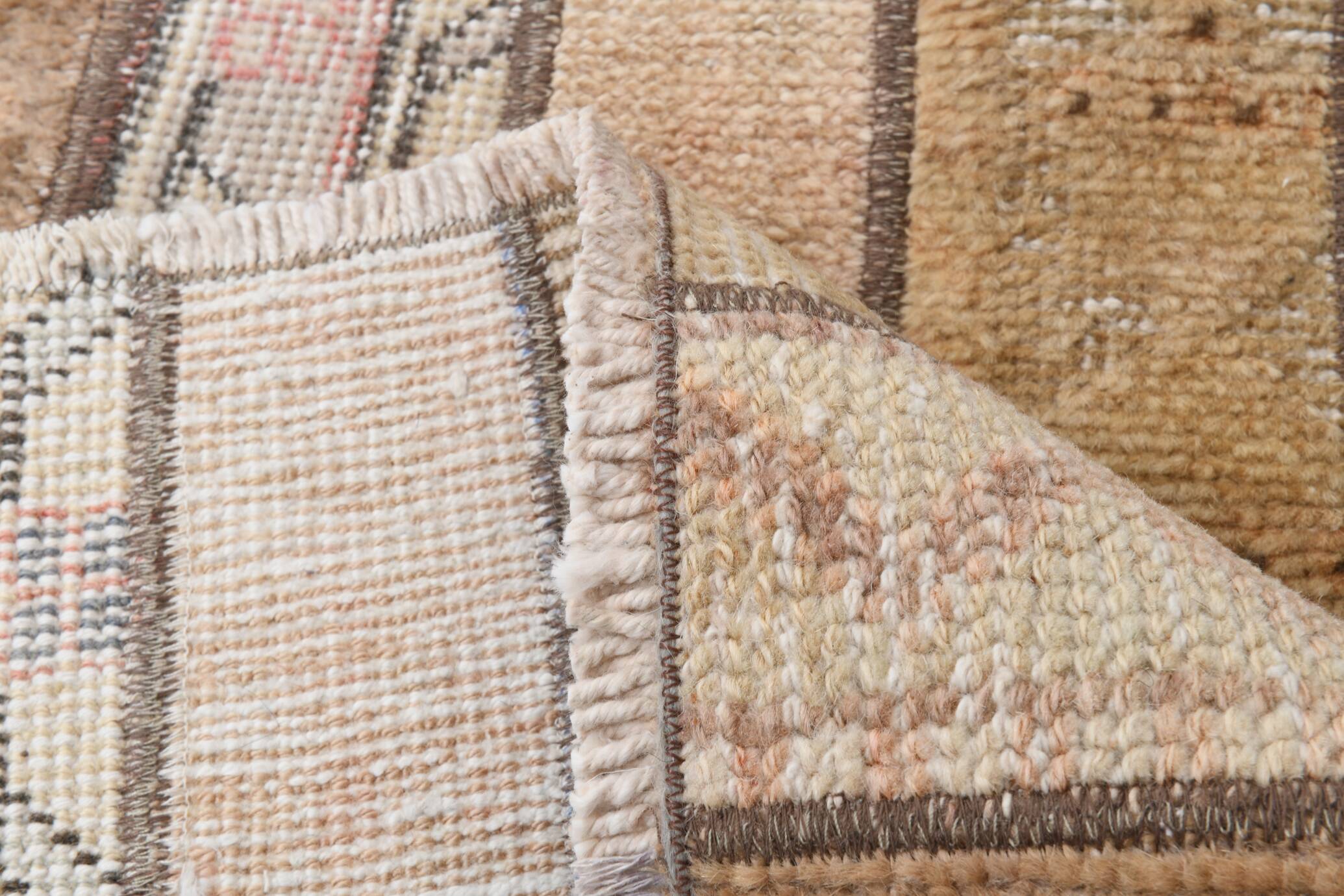 2x9 Soft Pastel Brown & Beige Turkish Runner Rug, 61x266Cm SK 21389