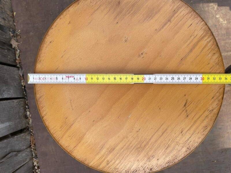 Vintage industrial stackable stool in wood and metal