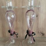 Pair of Candlesticks Candle Holders Design Blown Glass Decorative