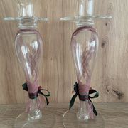 Pair of Candlesticks Candle Holders Design Blown Glass Decorative