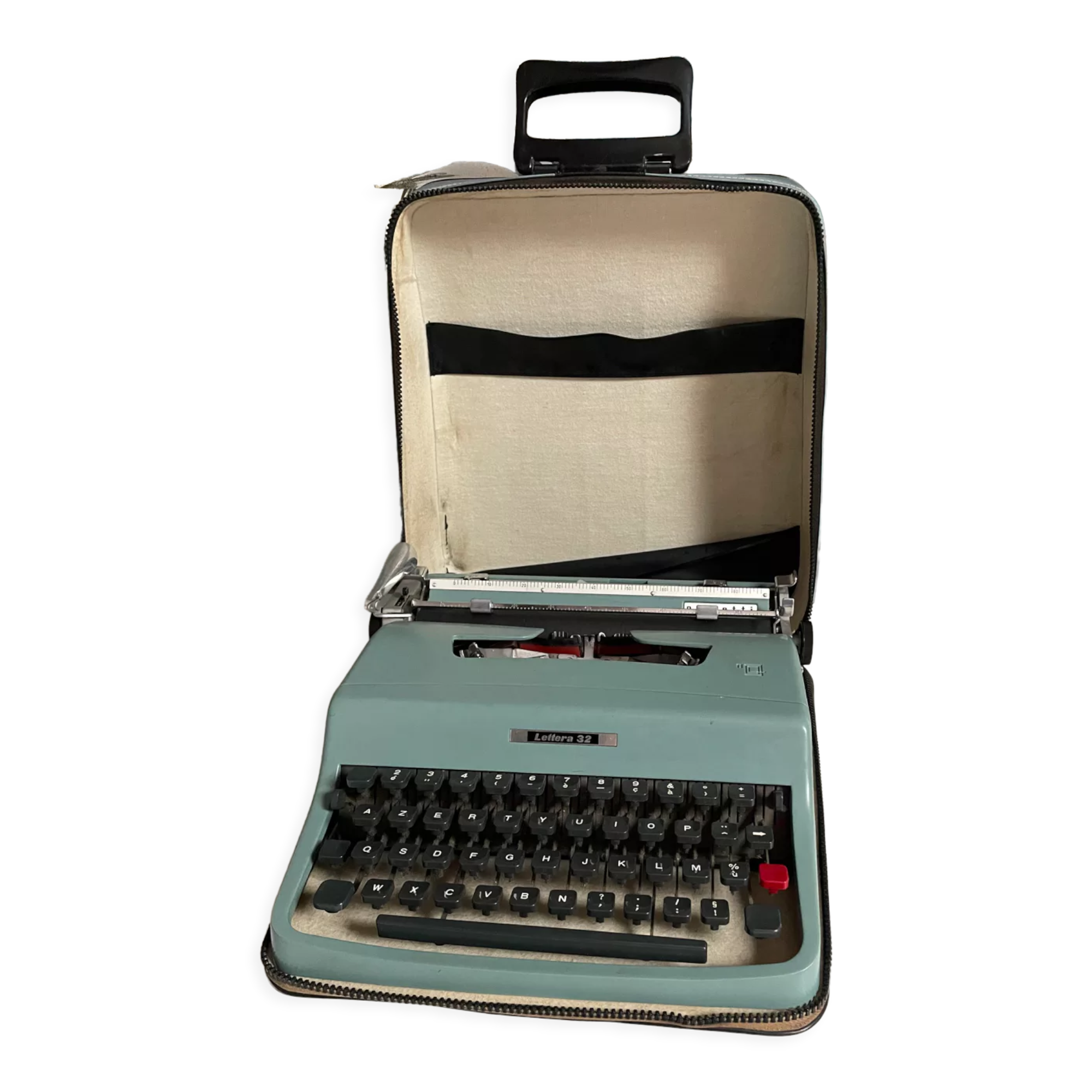 Old writing machine olivetti lettera 32 metal blue + vintage ...