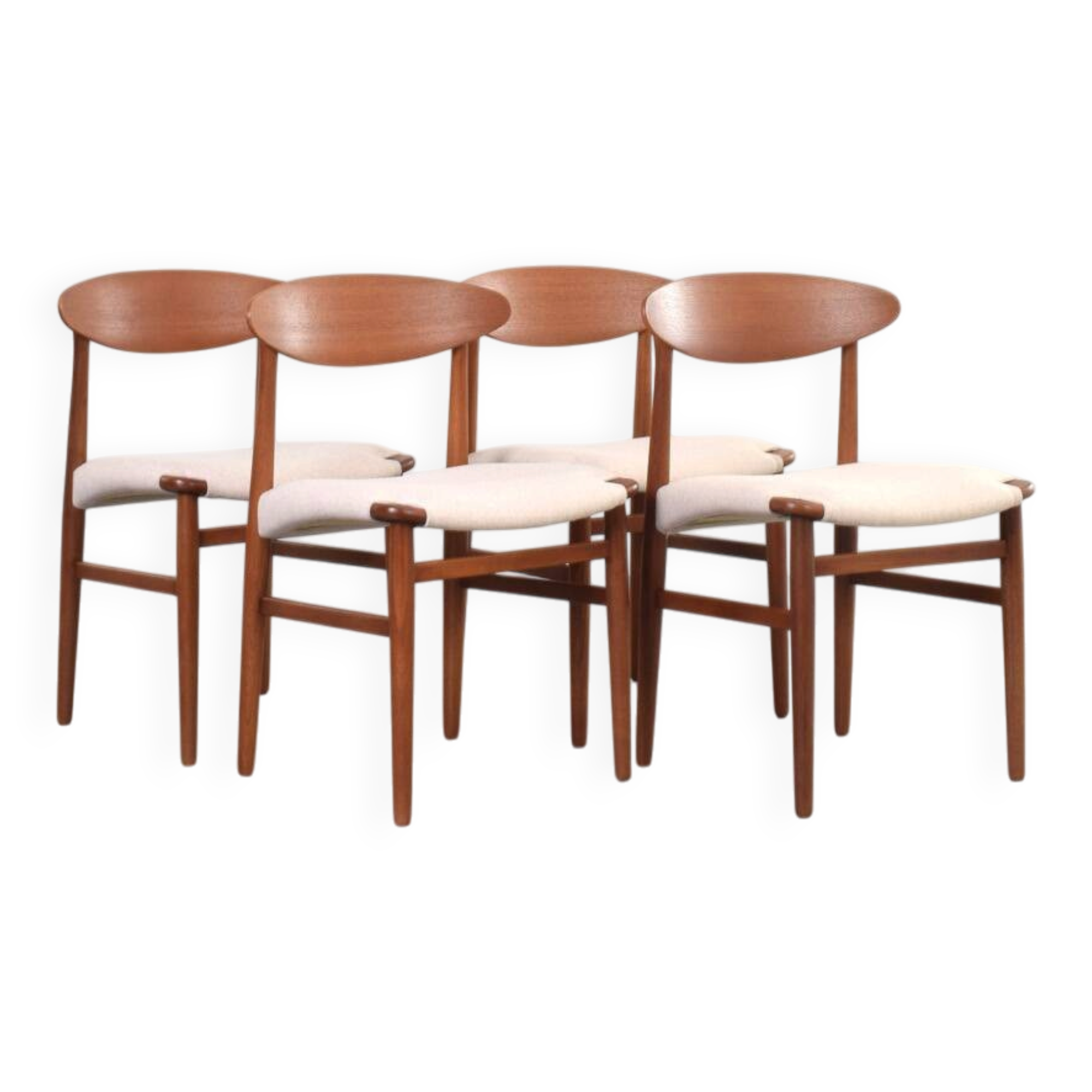 Danish Teak Dining Chairs by Ejner Larsen & Aksel Bender Madsen 1960s Set 4