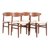 Chaises de salle à manger en teck danois par Ejner Larsen et Aksel Bender Madsen années 1960 ensemble de 4