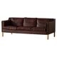 Stouby Møbelfabrik, 3-seater mid-century style sofa in brown leather, made in the 1970s.