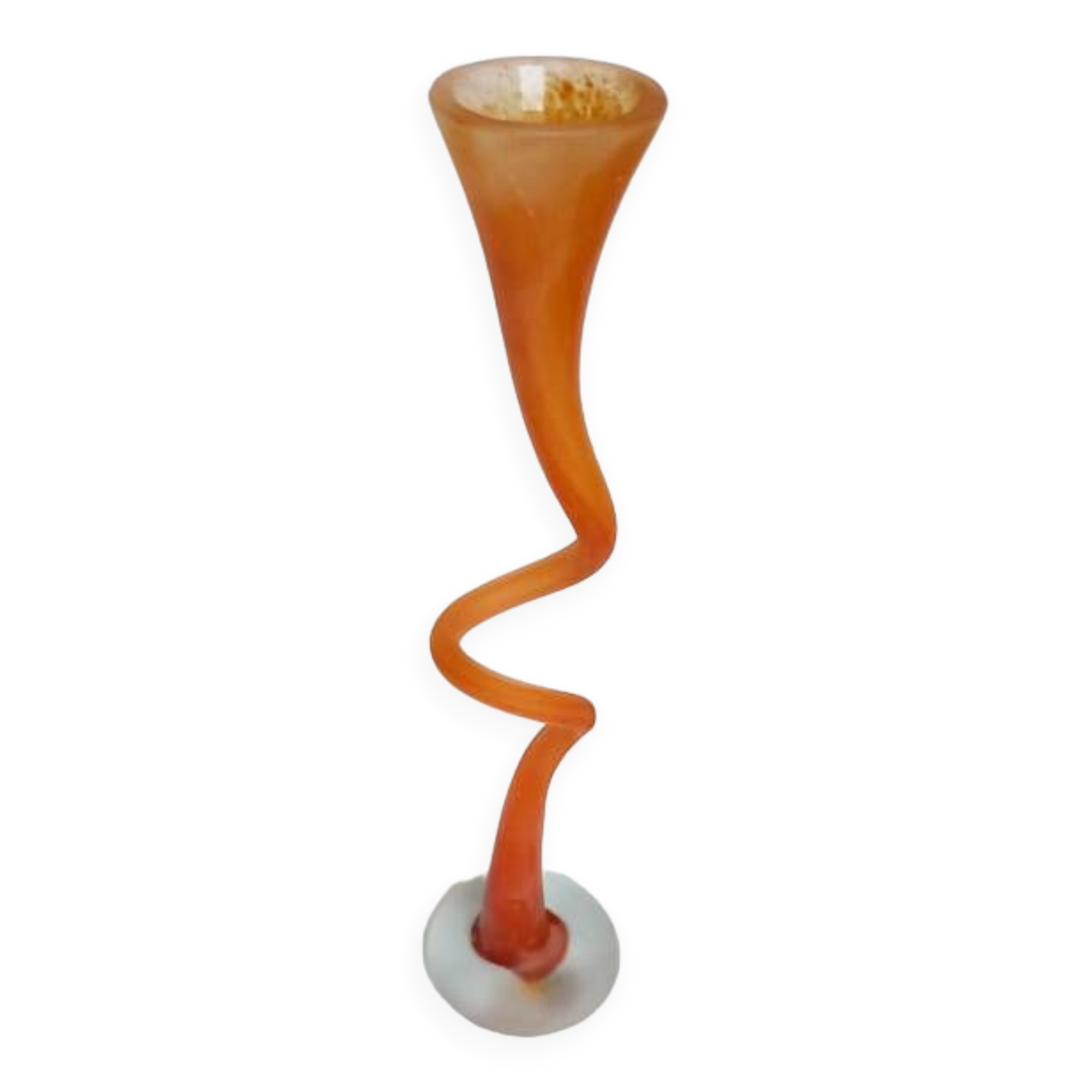 Grand vase soliflore vintage en verre soufflé