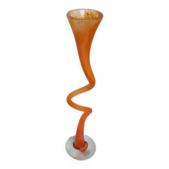 Large vintage soliflore vase in blown glass