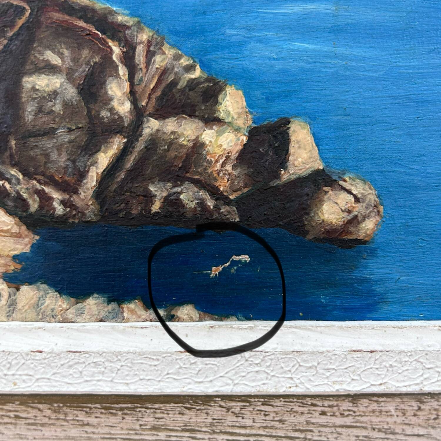 Old painting Villa on the sea