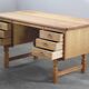 Vintage Mid-Century Oak Desk with 6 Drawers, Open Back, Kjærnulf Style