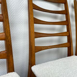 4 Scandinavian chairs, teak with boucle seats.