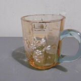 Emaille glass service a liqueur carafe and glasses