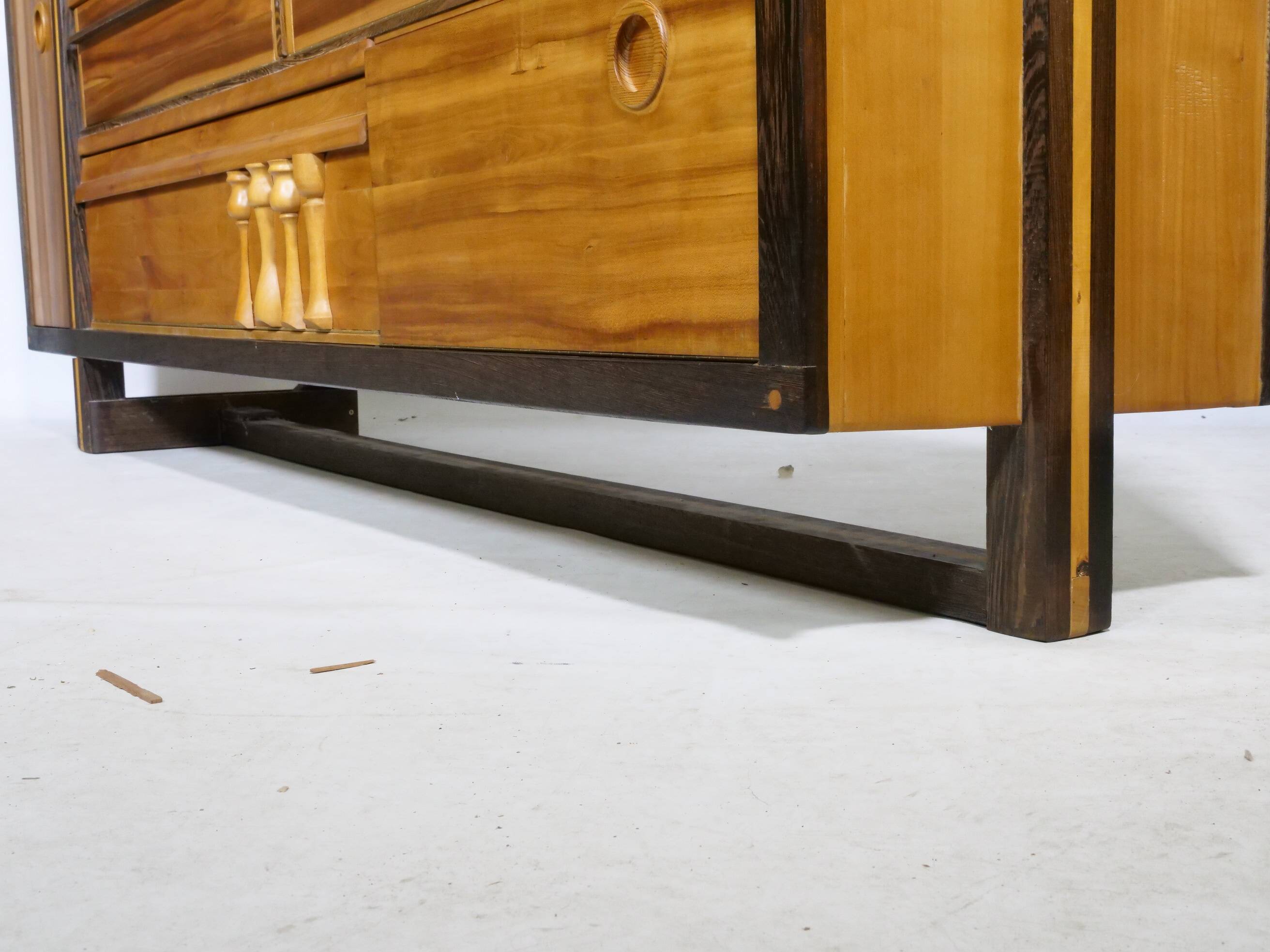 Handcrafted Solid Wood Sideboard in Wenge & Cherry, 1970 Vintage