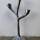 Organic candle holder in brushed aluminum, 3 branches, 1970