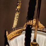 Lámpara de techo "Art Nouveau" de latón y cristal.  España, 1930s.