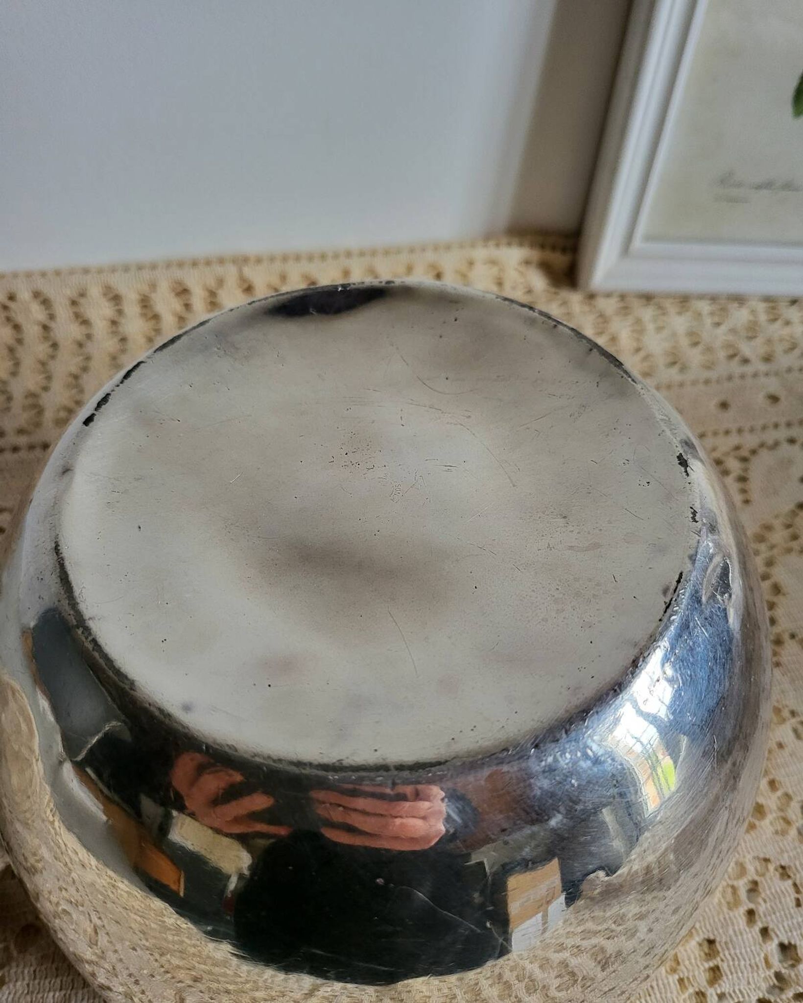 Silver-plated metal planter pot