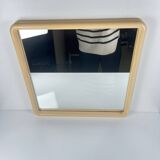 Square plastic mirror with rounded edges, cream, 1970s/80s.