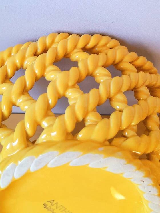 Woven ceramic fruit bowl, Antheor 1960.