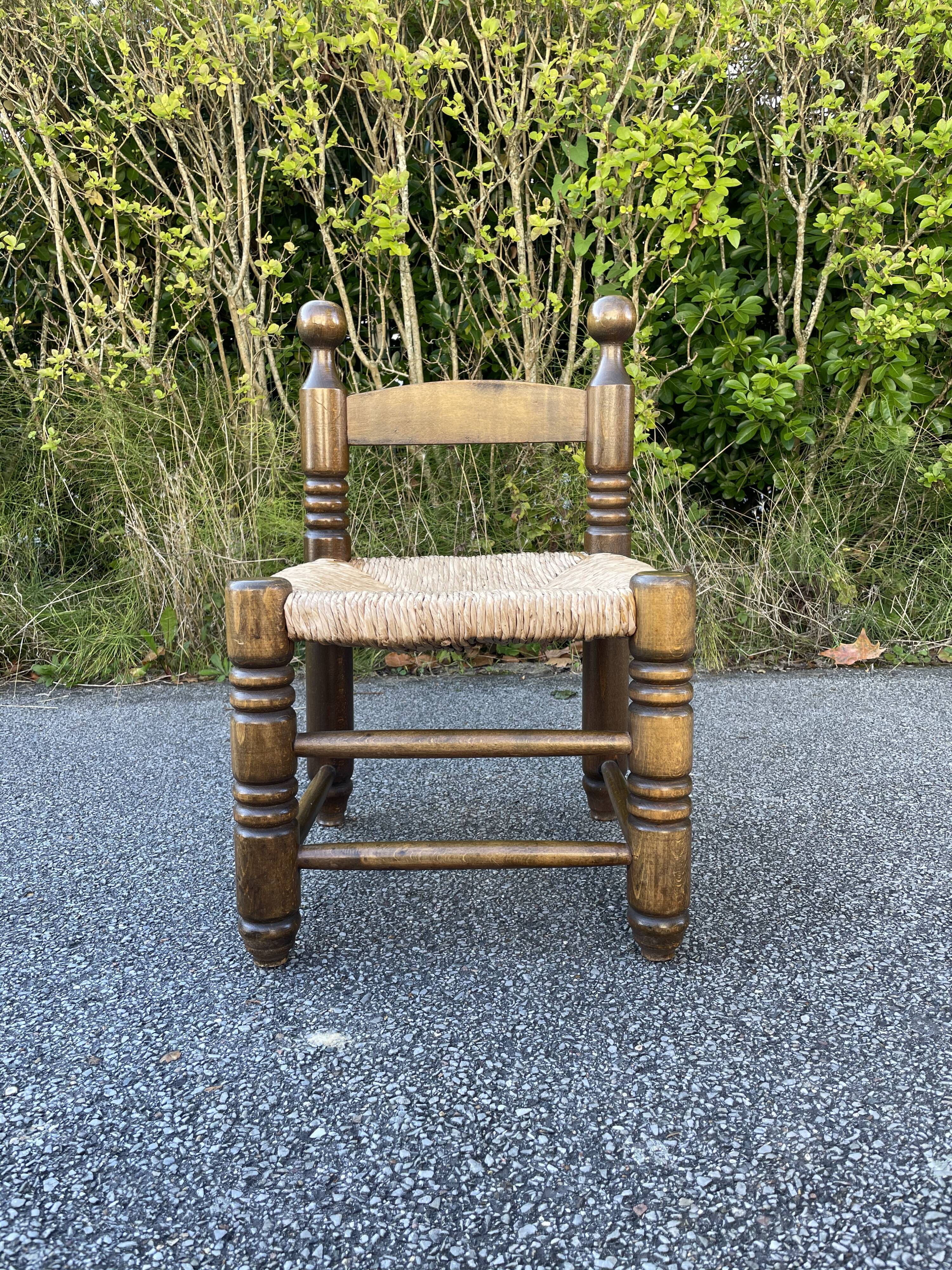 Small wooden and straw chair