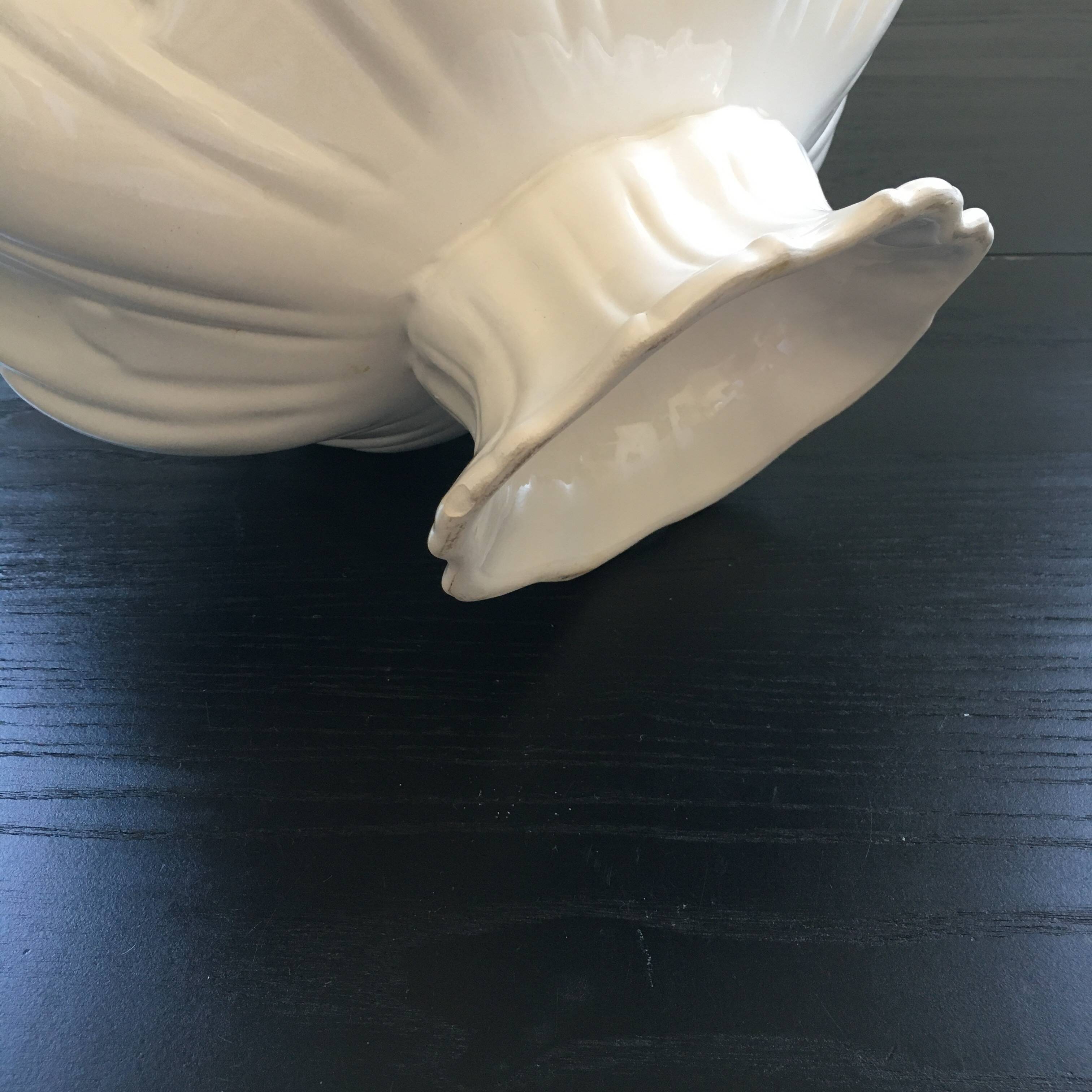 Large white scalloped cup