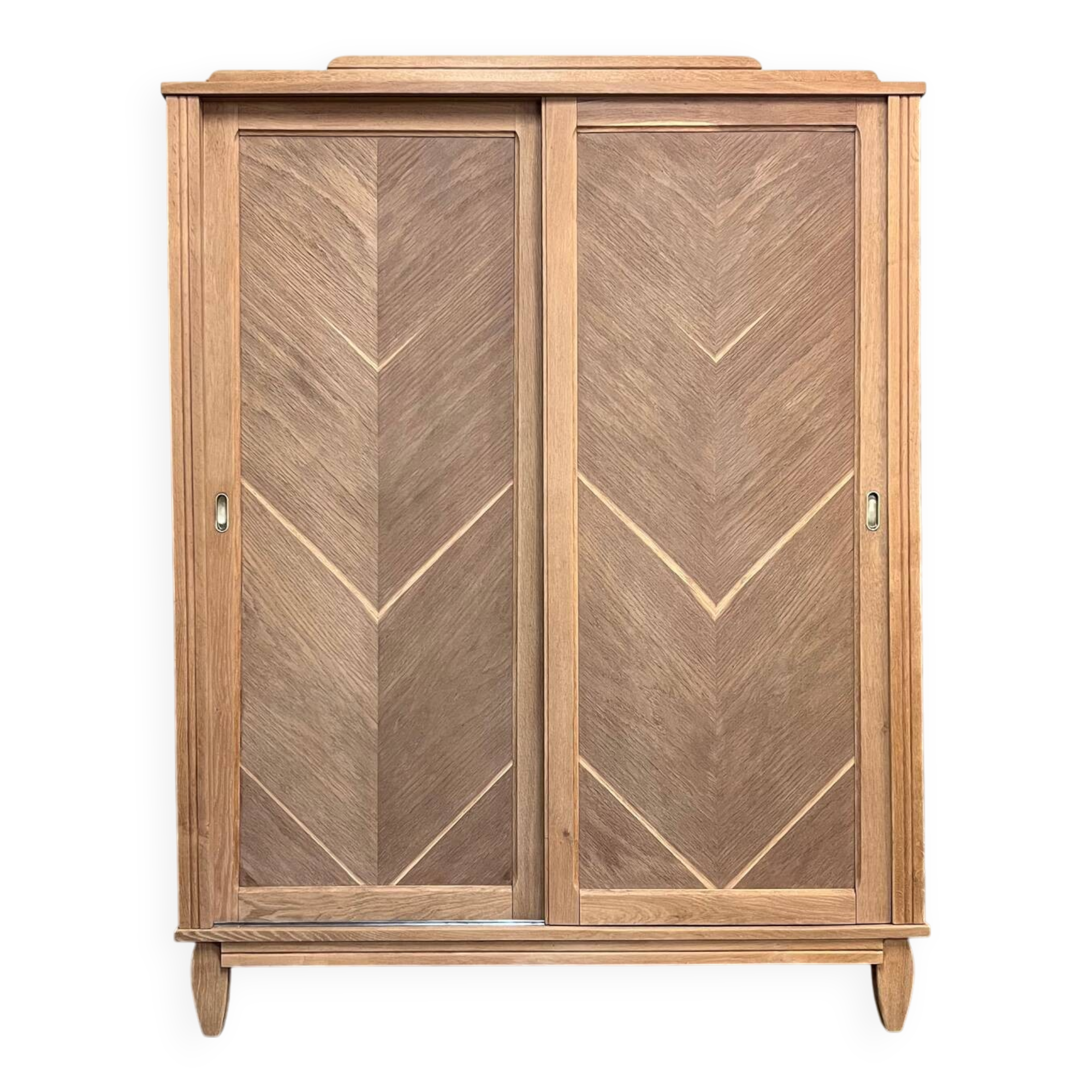 Vintage sliding wardrobe in raw oak