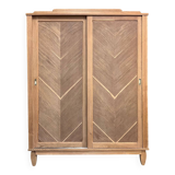 Armoire coulissante vintage en chêne brut
