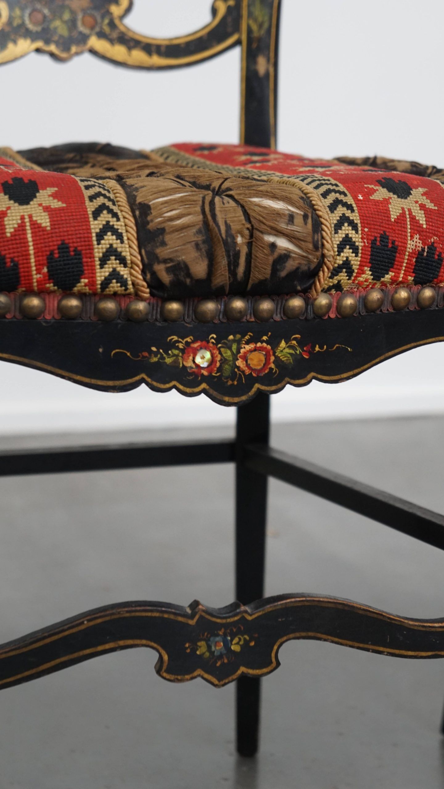 Set of 4 antique French Napoleon III chairs inlaid with mother-of-pearl