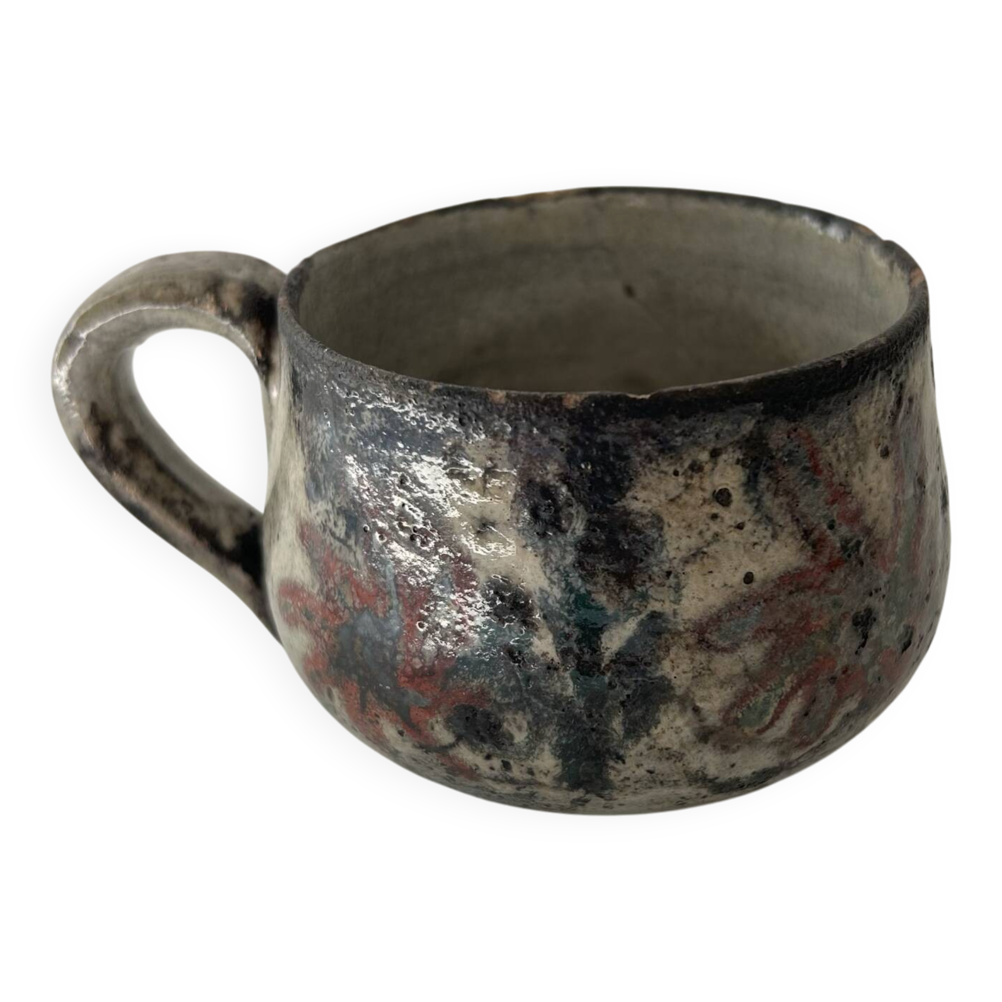 Handcrafted mug with floral decoration