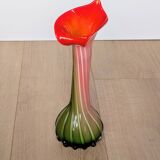 Murano Glass Vase Calla Lily - blown ribbed floral - Italy - Art Deco - 1970-1980