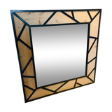 Mirror steel wood 130x130cm