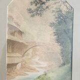 Golden stucco frame with pretty landscape