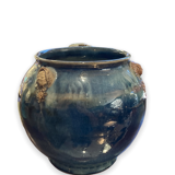 Raku Large Enamelled Ceramic Basin with Anthropomorphic Sockets