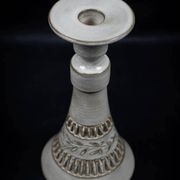 Ceramic candle holder with geometric decoration by Huguette Bessone - Vallauris